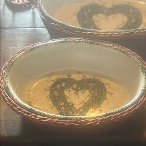 Decorative Oval Ceramic Bowls  in with Woven baskets